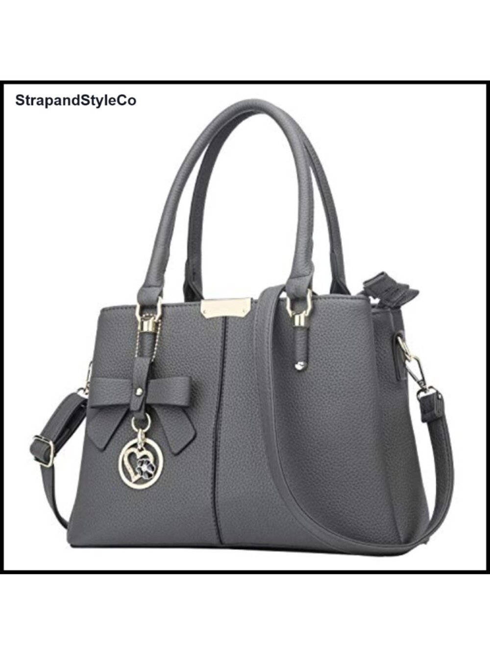 PU Leather Top Handle Satchel Purse Medium Multi-Pocket Handbag Gift